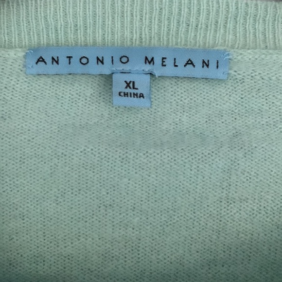 Light Frost Green Mint 100% Cashmere Super Soft Antonio Melani Crew Neck Sweater - Picture 4 of 5